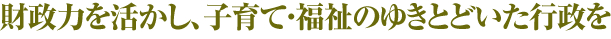 財政力を活かし、子育て・福祉のゆきとどいた行政を